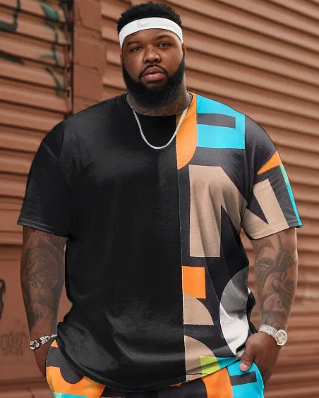 Men's Large Size Letter Graffiti T-shirt & Shorts Two-piece Set sold by Biggmans product image thumbnail 2