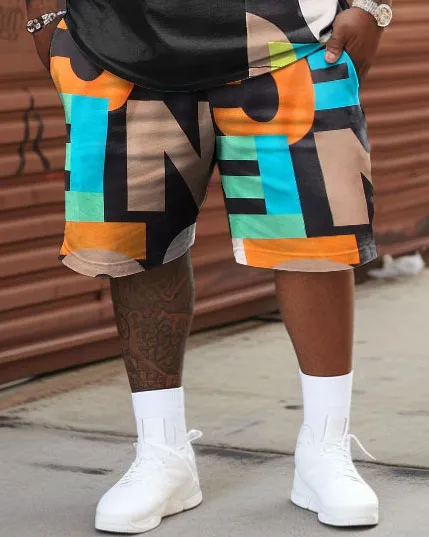 Men's Large Size Letter Graffiti T-shirt & Shorts Two-piece Set sold by Biggmans product image thumbnail 3