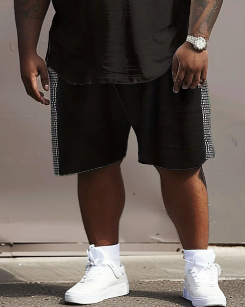 Men's Plus Size Casual Simple Plaid Patchwork Printed T-Shirt Shorts Set sold by Biggmans product image thumbnail 4