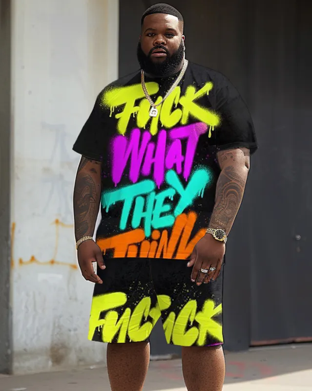 Street Hip Hop Large Letter Print Large Men's Set sold by Biggmans