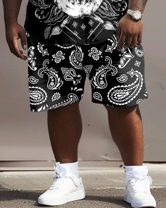 Men's Big and Tall Street Hip Hop Skull Paisley Print T-Shirt Shorts Set sold by Biggmans product image thumbnail 3