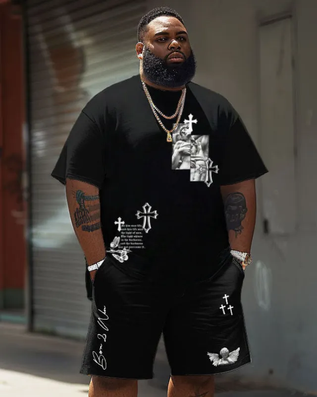 Street Casual Cross Faith Print Big Men's Set sold by Biggmans