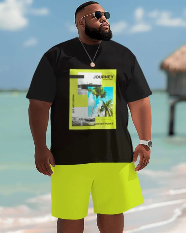 Hawaiian Coconut Tree Print Shorts Big Men Set sold by Biggmans