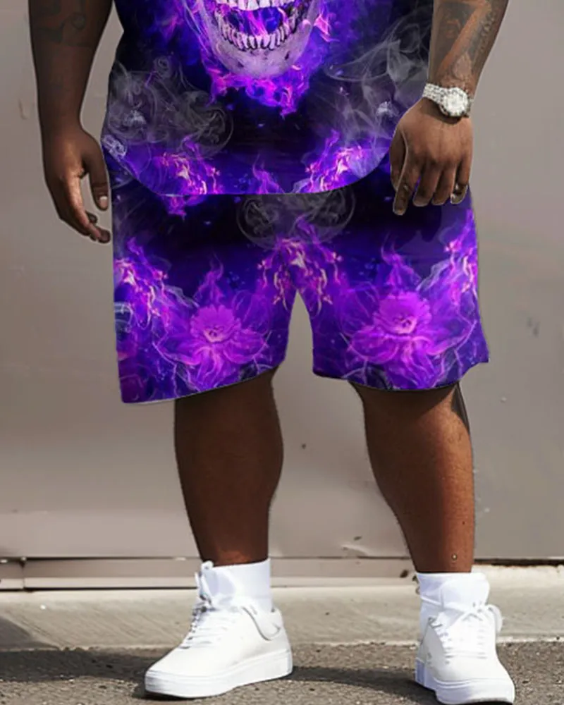 Big Men's Burning Skull Print T-Shirt and Shorts Casual Set sold by Biggmans product image thumbnail 3