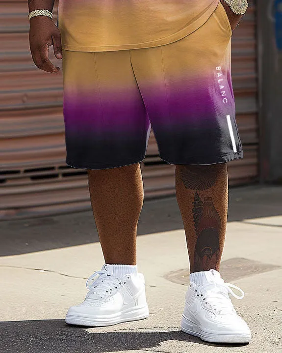 Men's Big and Tall Casual Gradient Letter Print T-Shirt Shorts Set sold by Biggmans product image thumbnail 4