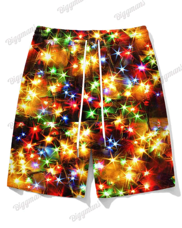 Big Men's Christmas Colored Lights Print T-Shirt Shorts Set sold by Biggmans product image thumbnail 3