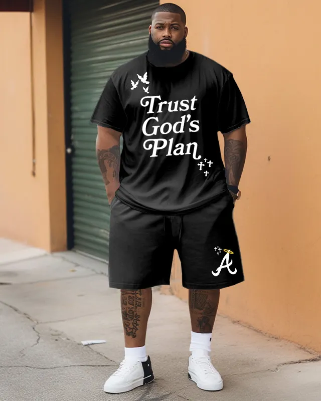 Men's Plus Size God's Plan Short Sleeve T-shirt and Shorts Set sold by Biggmans