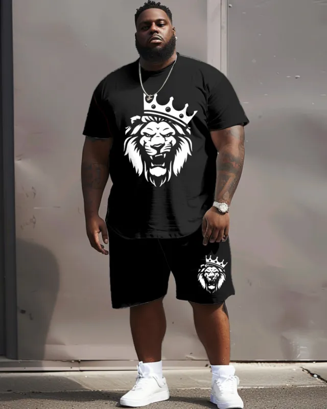 Street Casual King With Crown Lion Print Big Men's Set sold by Biggmans