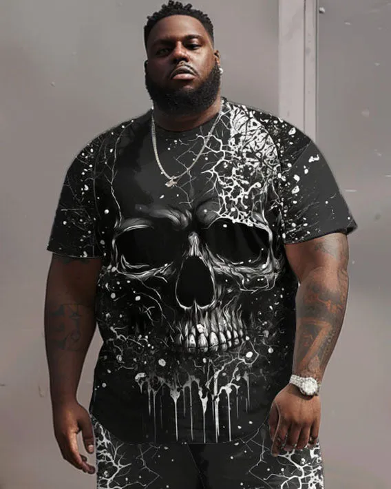 Big Guys Street Hip Hop Skull Print T-Shirt Shorts Set sold by Biggmans product image thumbnail 2
