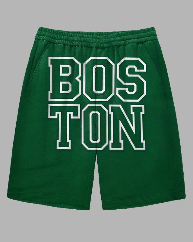 Men's Big Size Casual Simple Letter BOSTON Printed Outdoor Shorts with Pocket sold by Biggmans