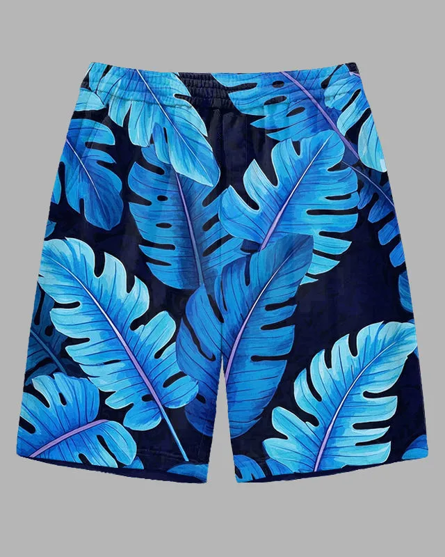 Men's Hawaiian Style Abstract Palm Leaves Printed Daily Casual Outdoor Big and Tall Shorts sold by Biggmans