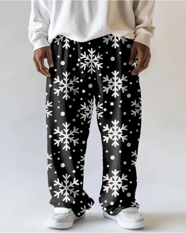 Big Men's Vintage Snowflake Printed Loose Casual Pocket Pants sold by Biggmans