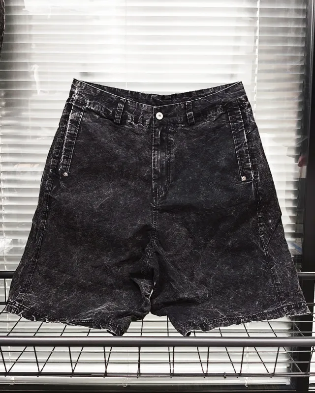 M-2XL Black Distressed Wash Thin Denim Shorts sold by Biggmans