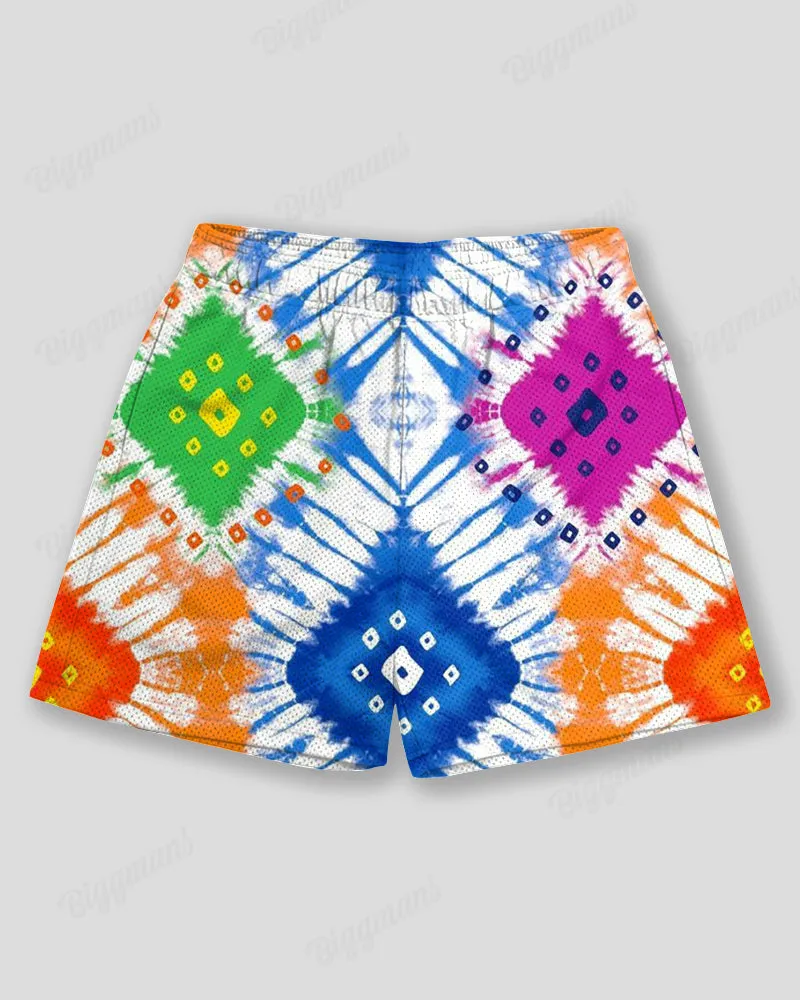 Big & Tall Men's Hawaiian Color Graffiti Tie-Dye Print Sports Mesh Quick-Drying Shorts sold by Biggmans