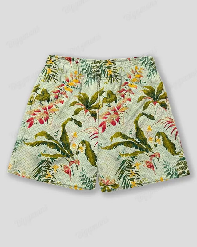 Big & Tall Men's Hawaiian Graffiti Floral Print Sport Mesh Quick-Dry Shorts sold by Biggmans