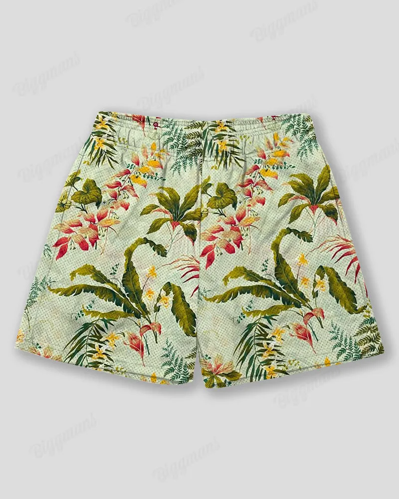 Big & Tall Men's Hawaiian Graffiti Floral Print Sport Mesh Quick-Dry Shorts sold by Biggmans