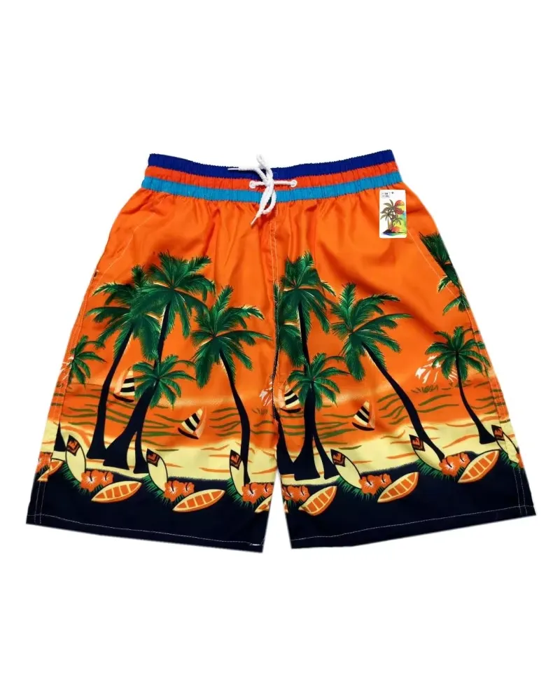 Big & Tall Men's Hawaii. Summer Level Style Plaid Color Gradient Coconut Tree At Dusk. Seaside Beach Pants sold by Biggmans