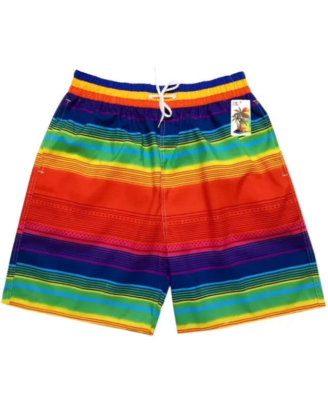 Big & Tall Men's Hawaii. Summer Multi-level Rainbow Color Matching Gradient. Seaside Beach Pants sold by Biggmans