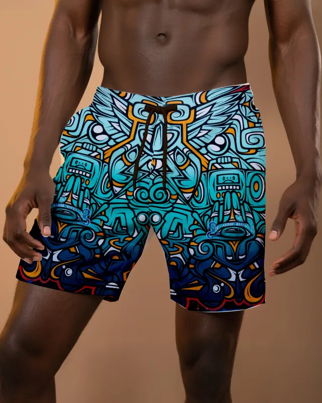 Big & Tall Men's Daily Leisure Hawaii. Gradient African Vintage Totem Print Casual Shorts sold by Biggmans