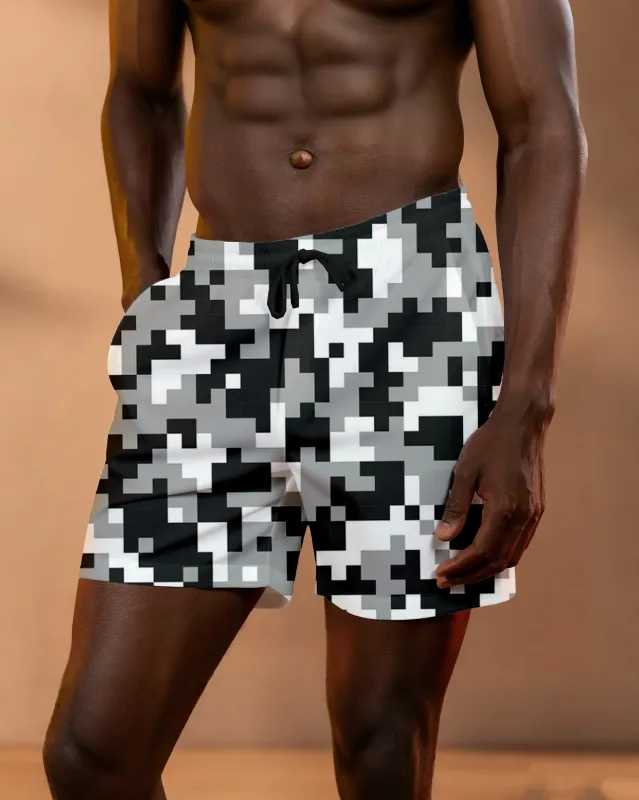 Big & Tall Men's Daily Leisure Hawaii. Black And White Camouflage Casual Shorts sold by Biggmans