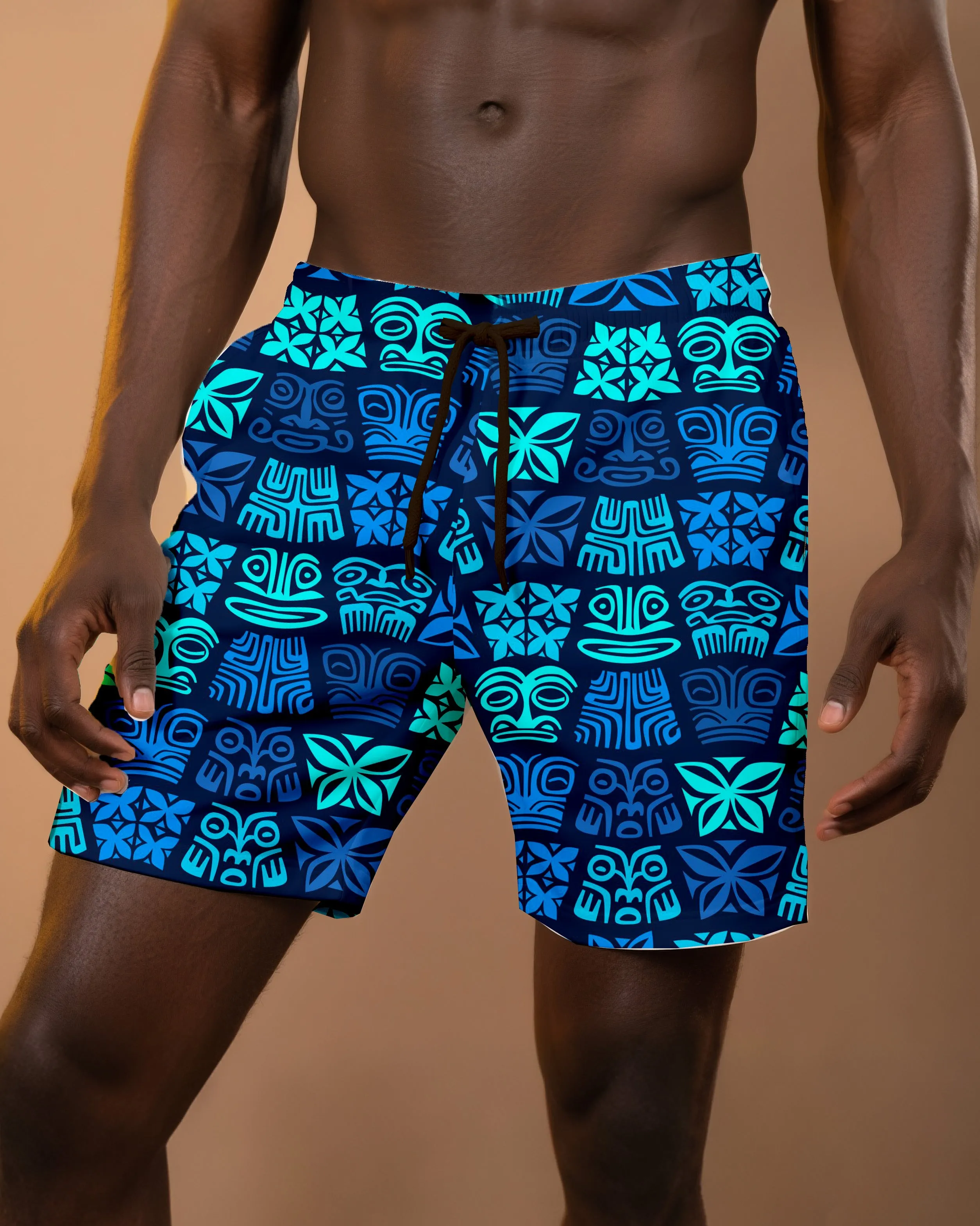 Big & Tall Men's Daily Leisure Hawaii. African Totem Print Casual Shorts sold by Biggmans
