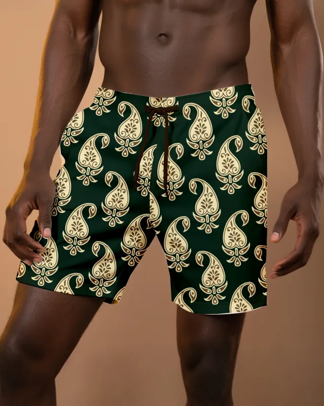 Big & Tall Men's Daily Leisure Hawaii. Paisley Floral Print Casual Shorts sold by Biggmans