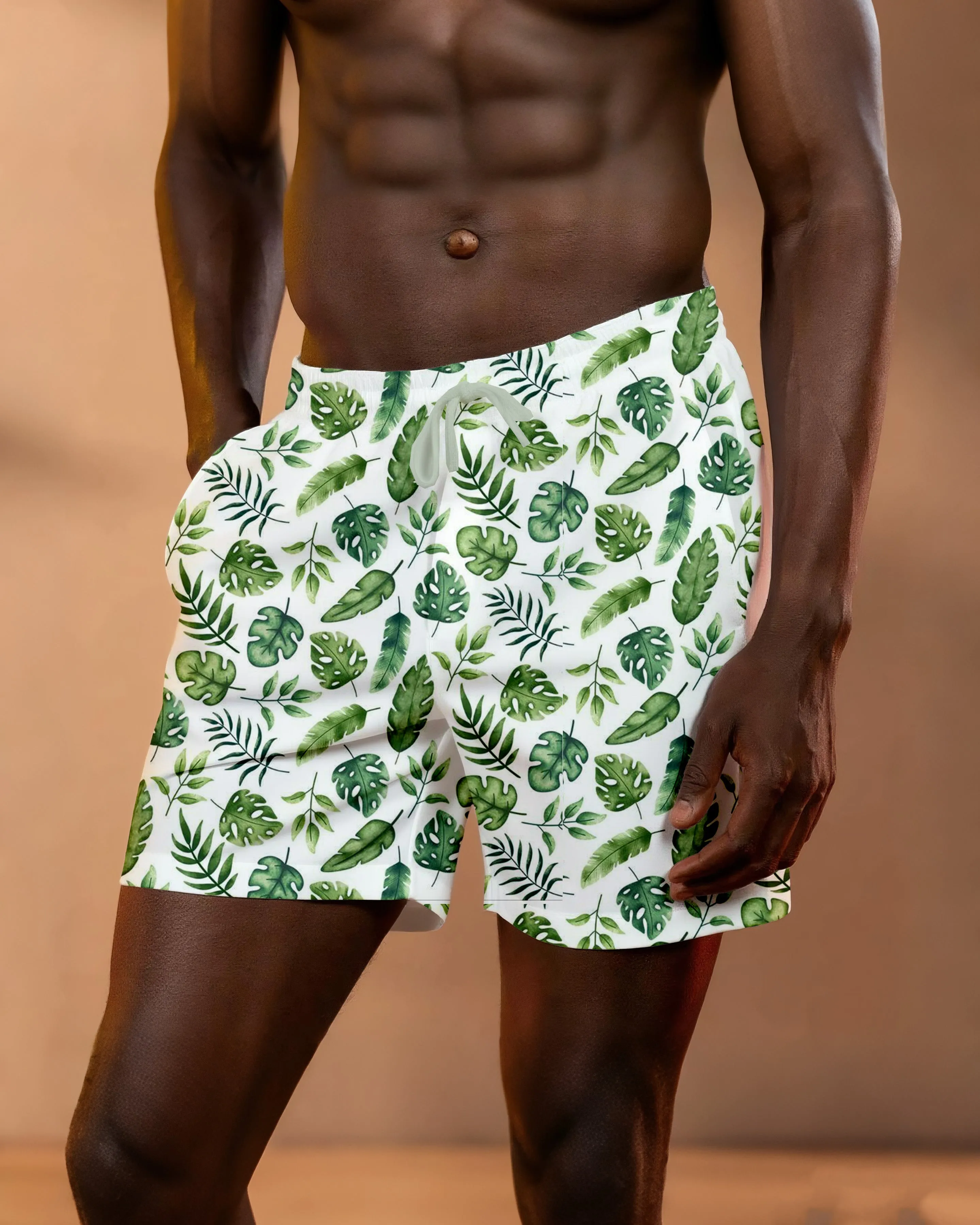 Big & Tall Men's Hawaii. Brown Leaf Light Green Holiday Shorts sold by Biggmans