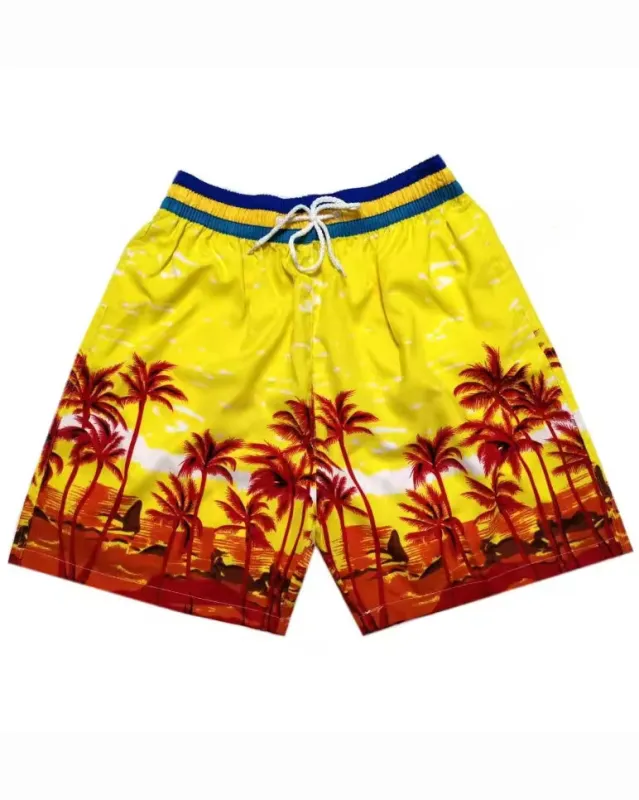 Big & Tall Men's Hawaii. Summer Stripe And Gradient Yellow Coconut Seaside Beach Pants sold by Biggmans