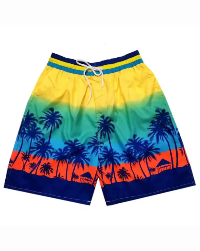Big & Tall Men's Hawaii. Summer Multi-Level Colorblock Coconut Tree Seaside Beach Pants sold by Biggmans