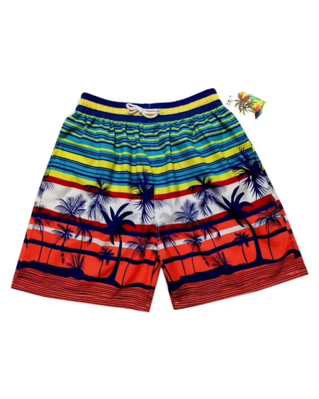 Big & Tall Men's Hawaii. Summer Level Style Plaid Color Gradient Dusk Tropical Coconut Tree. Seaside Beach Pants sold by Biggmans