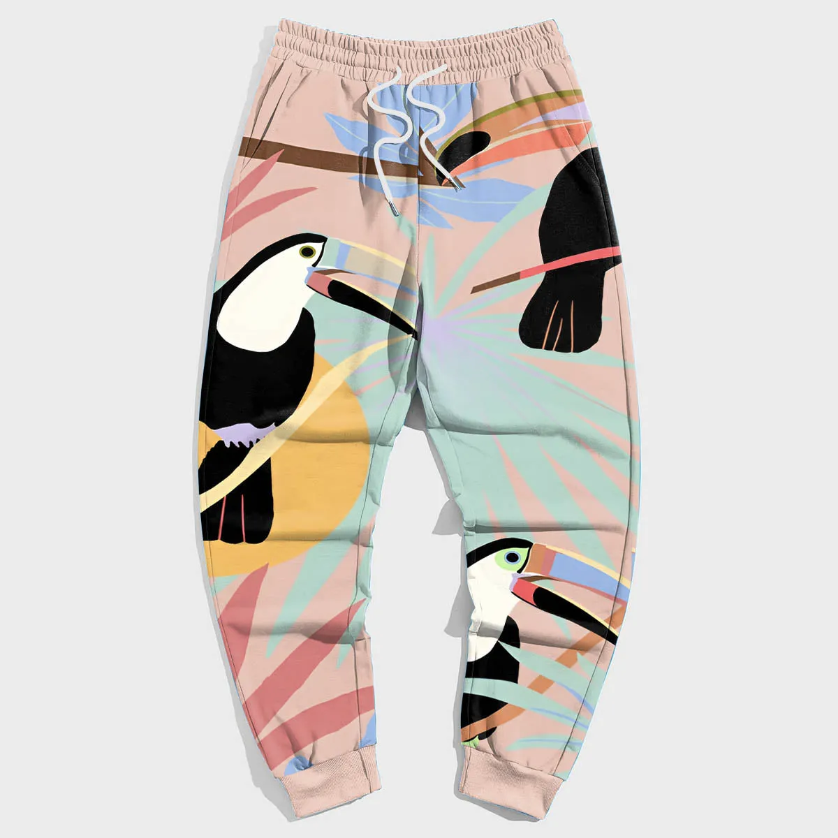 Pink Plus Size Casual Maple Bird Trousers sold by Biggmans