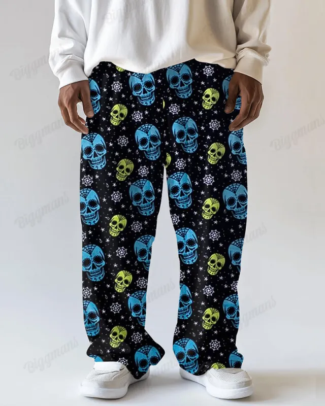 Star Dot Skull Print Men's Loose Plus Size Straight Pants sold by Biggmans