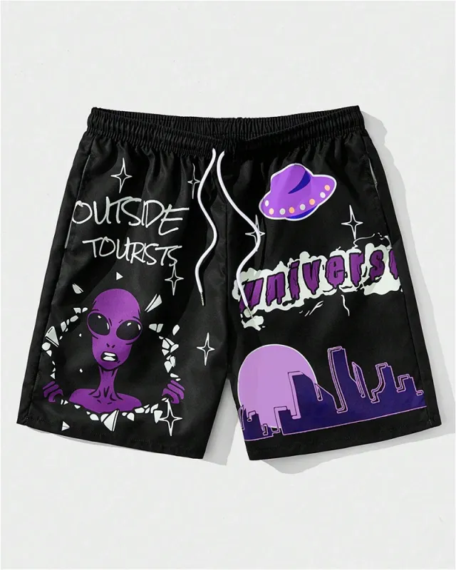 Men's Plus Size Sport Street Alien Shorts sold by Biggmans