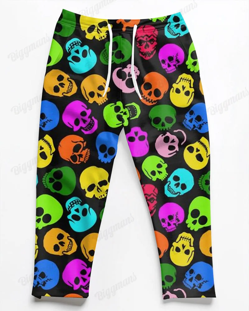 Colorful Skull Pattern Men's Loose Plus Size Straight Pants sold by Biggmans product image thumbnail 2