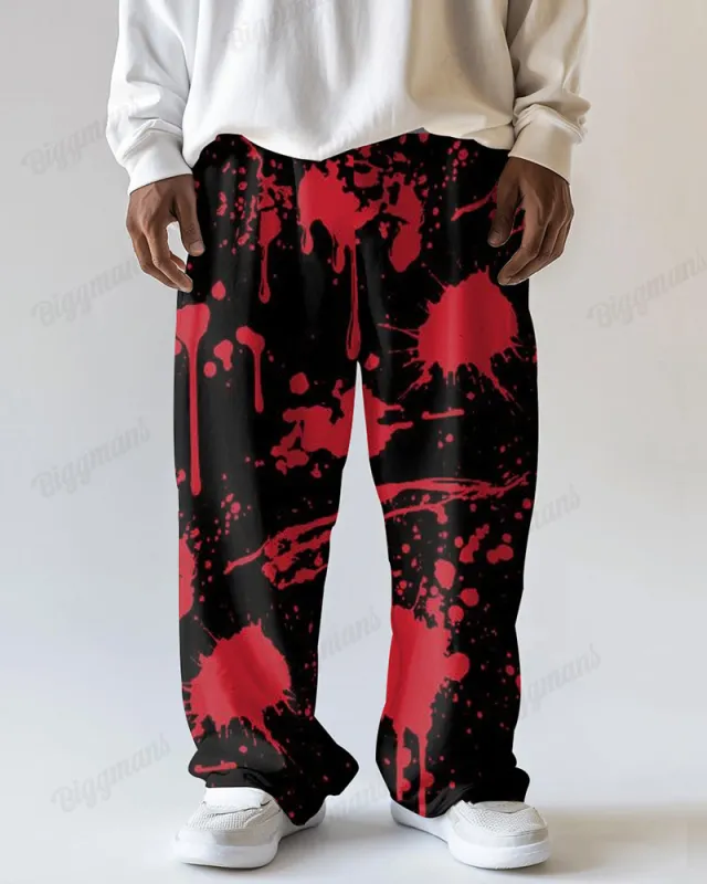 Bloody Ink-Sling Print Men's Loose Plus Size Straight Long Sweat Pants sold by Biggmans