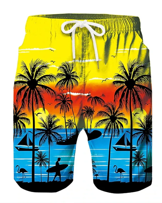 Beach Quick-drying Fabric Yellow Swimming Trunks Men's Plus Size sold by Biggmans