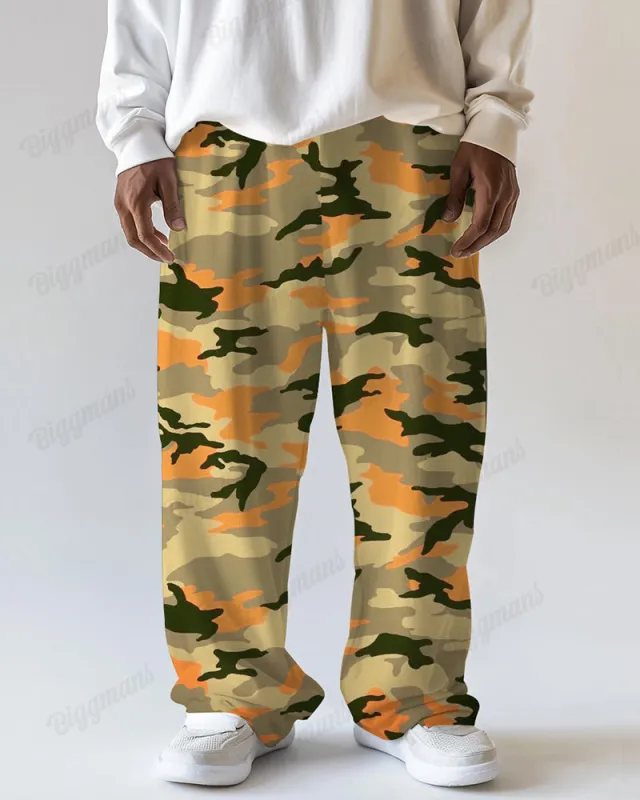 Yellow Camouflage Big & Tall Guy's Loose Straight Pants sold by Biggmans