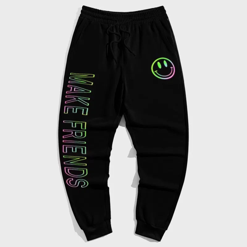 Street Style Big & Tall Men's Colorful Smile Face Make Friends Trousers sold by Biggmans