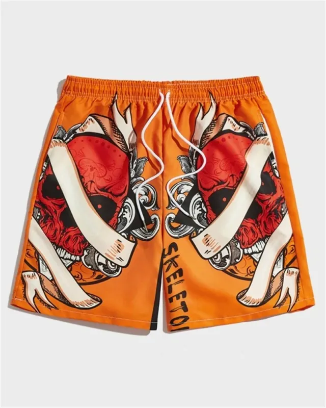 Street Life Men's Oversized Skeleton Graphic Drawstring Sports Shorts sold by Biggmans
