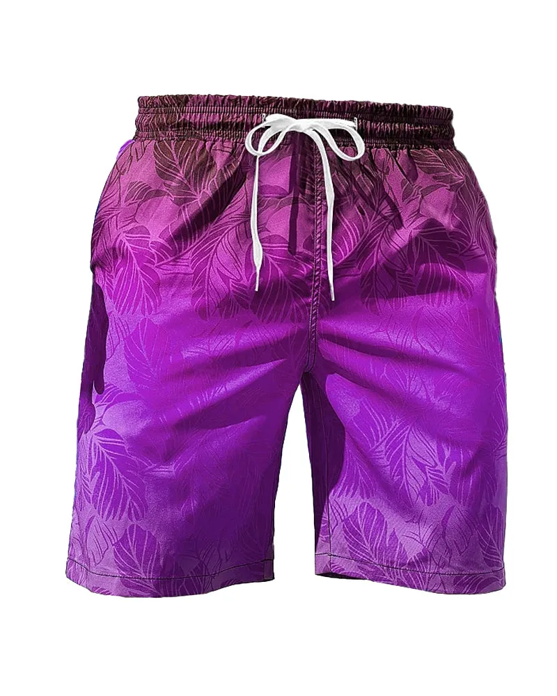 Beach Quick-drying Fabric Purple Leaves Swimming Trunks Men's Plus Size sold by Biggmans