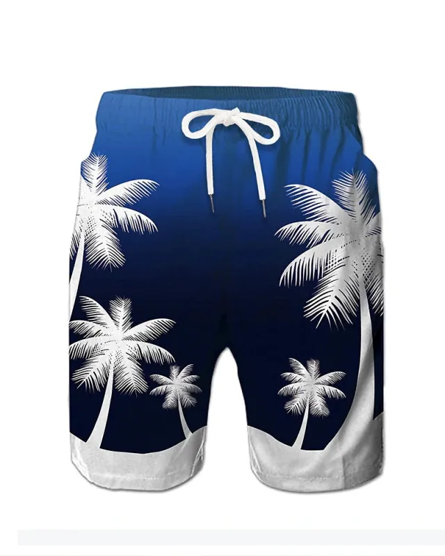 Beach Quick-drying Fabric White Coconut Tree Swimming Trunks Big & Tall Men's sold by Biggmans