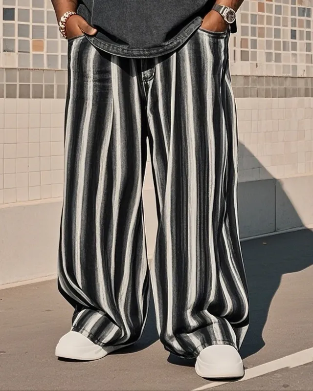 Big Boy Summer Vintage Sense Striped Print Trousers sold by Biggmans