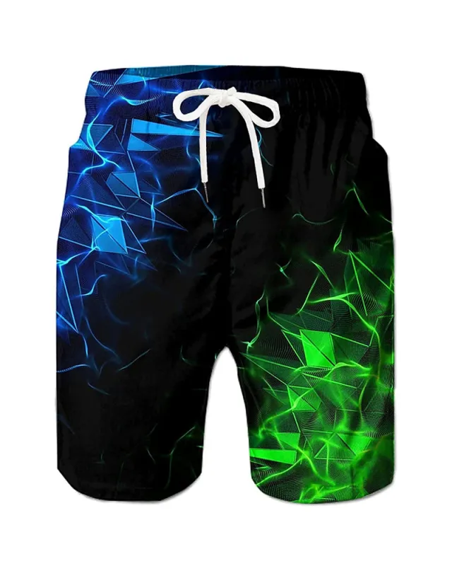 Beach Quick-drying Fabric Phantom Geometric Swim Trunks Men's Plus Size sold by Biggmans