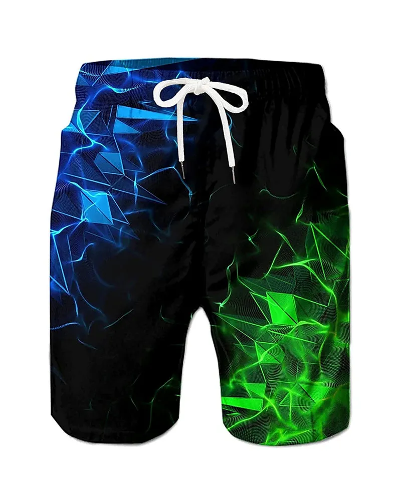 Beach Quick-drying Fabric Phantom Geometric Swim Trunks Men's Plus Size sold by Biggmans