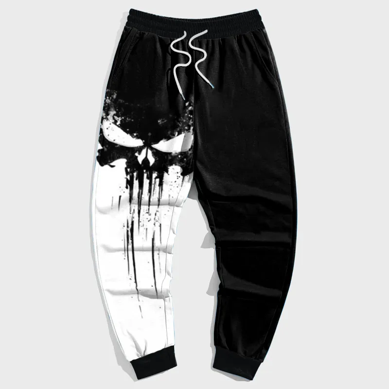 Men's Plus Size Relaxed Fit Sweatpants with Skull Color Block Design sold by Biggmans