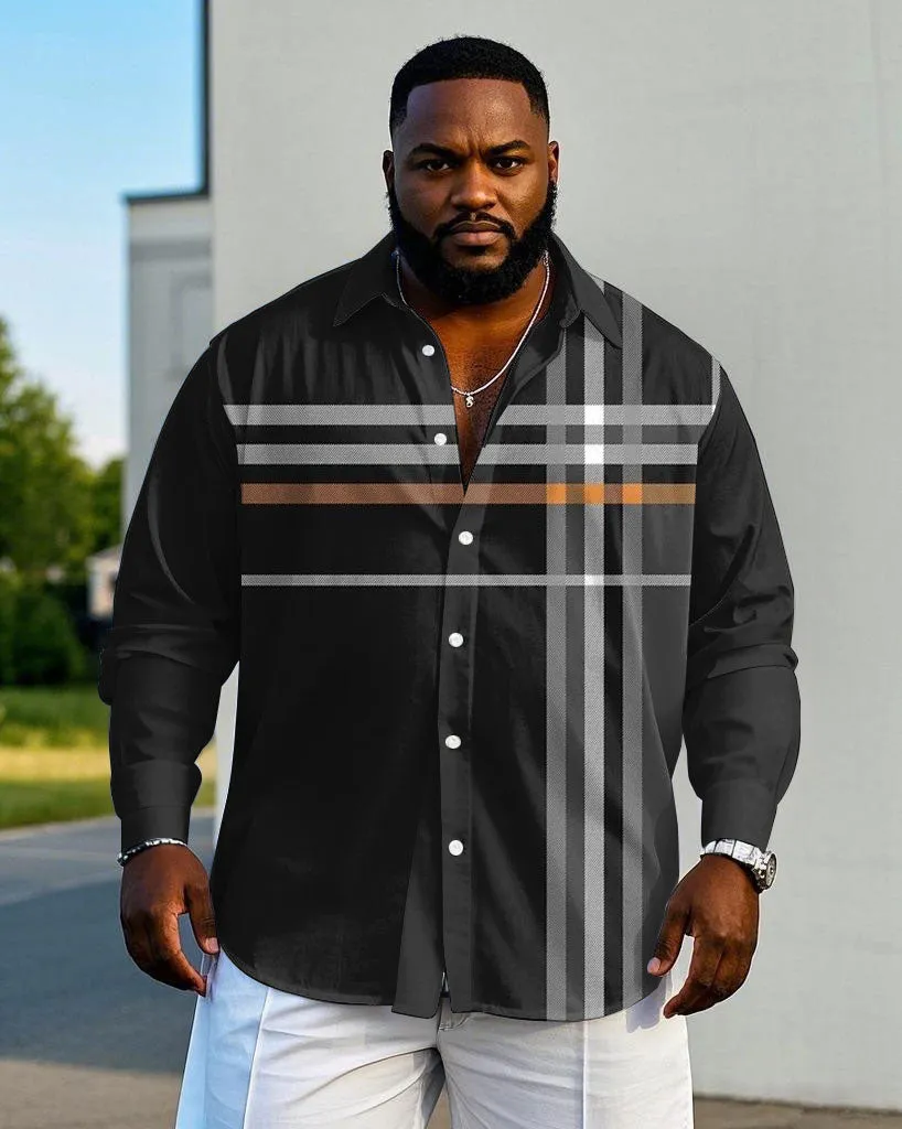 Men's Plus Size Business Large Plaid Long Sleeve Shirt sold by Biggmans
