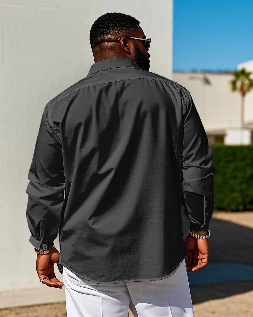 Men's Plus Size Business Large Plaid Long Sleeve Shirt sold by Biggmans product image thumbnail 2