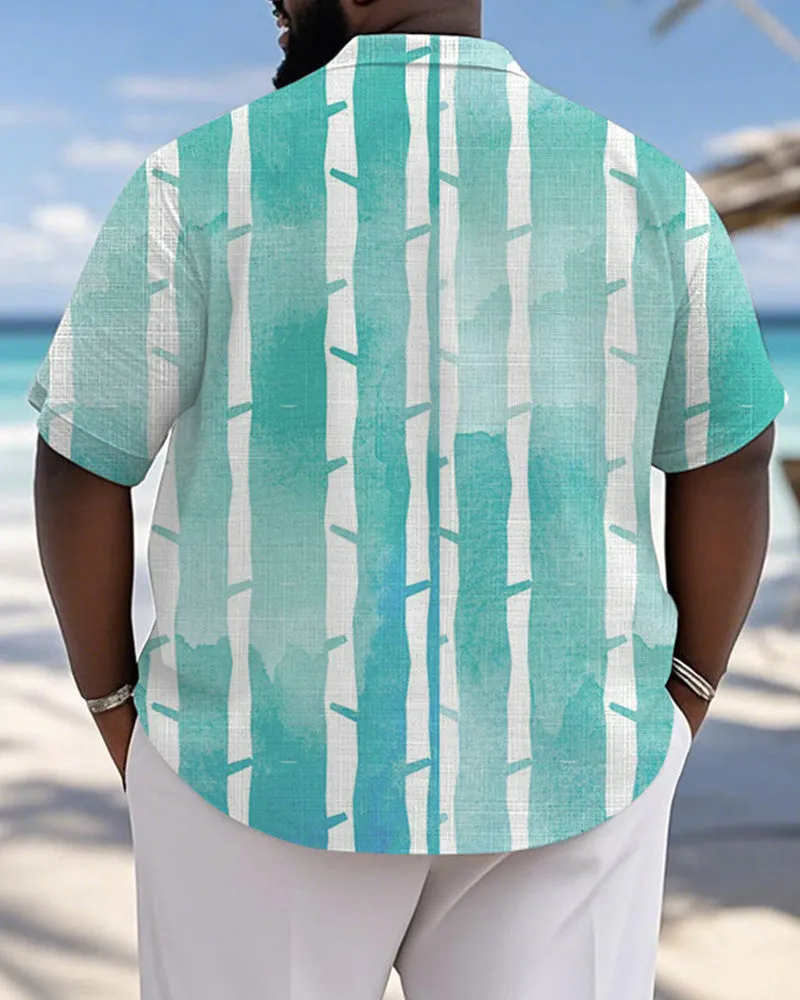 Men's Plus Size Hawaiian Green Slub Print Short-sleeved Slub Shirt sold by Biggmans product image thumbnail 2