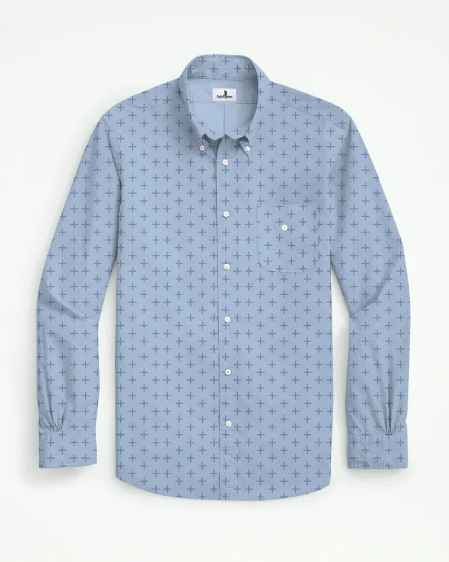 Business Three-dimensional Jacquard Fabric Sky Blue Men's Plus Size Shirt sold by Biggmans