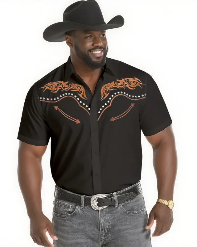 Big & Tall Men's Western Textured Short Sleeve Shirt sold by Biggmans